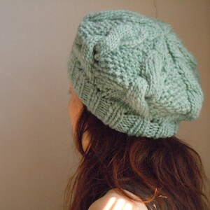 Chunky wool beret Peppermint green image 3