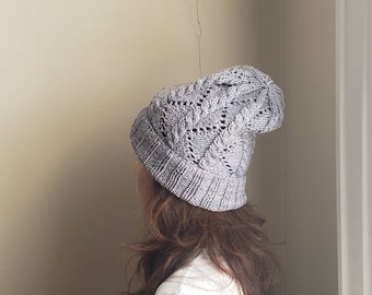 Merino wool, changeable length, gray beanie