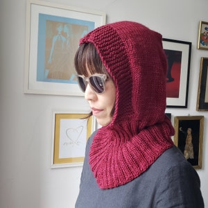 Hoody merino balaclava - Wine