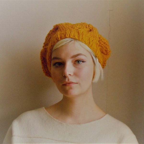 Chunky wool beret - Mustard Yellow