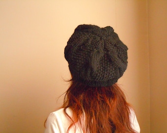 Chunky wool beret - Black