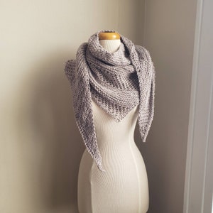 Asymmetric triangle shawl scarf - merino wool light gray