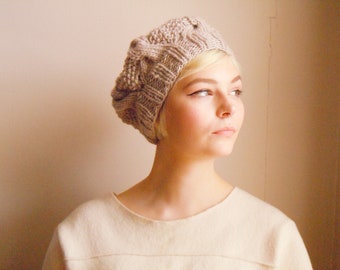 Chunky wool beret - Natural white