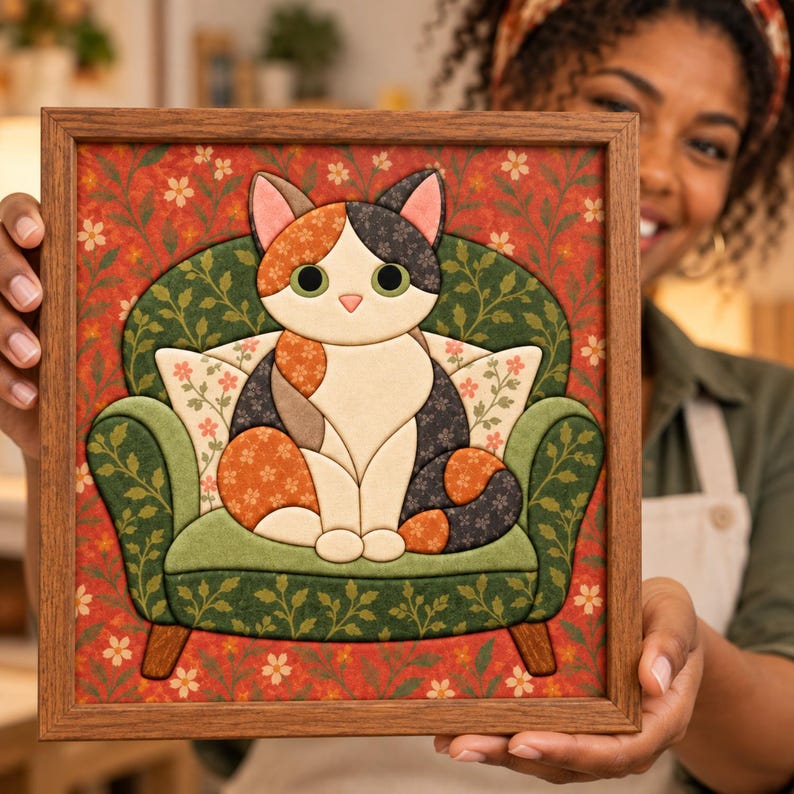 Kinusaiga Cat Pattern Bundle, 4 Cat Fabric Art Templates, Calico Cat ...