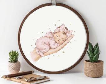 Schema per punto croce di una volpe addormentata, decorazione per cameretta a tema bosco (download in PDF)