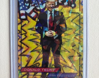 Donald Trump Custom Kaboom Trading Card | Cracked Ice Holographic Fantasy Card | 45th President Political Collectible