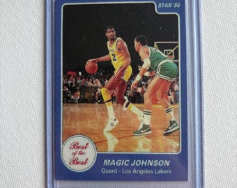 Magic Johnson 1986 Star #8 Vintage Style Reprint Card | Lakers Basketball Replica Display