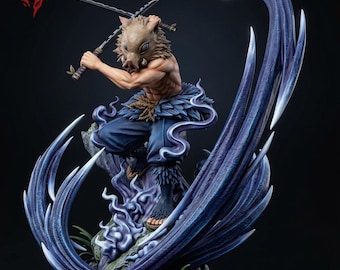 Figura Inosuke Demon Slayer Resina 3D | Kimetsu no Yaiba Estatua | Hashibira Inosuke Pintada a Mano | Regalo Anime Colección