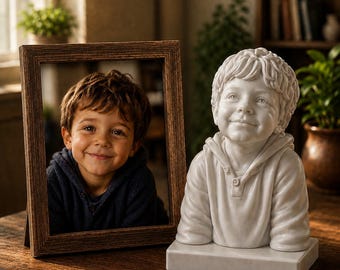 Busto personalizado impreso en 3D a partir de una foto, escultura de retrato personalizada de PLA, figura Mini yo