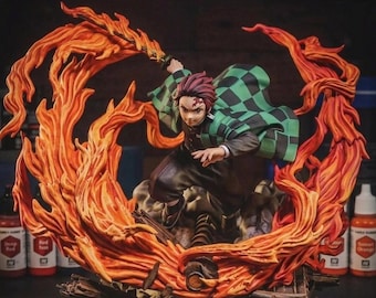 Figura Tanjiro Demon Slayer Resina 3D | Kimetsu no Yaiba Estatua | Kamado Tanjiro Pintada a Mano | Regalo Anime Manga