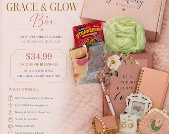 1 Scoop Grace & Glow Box, Christian Self Care Gift Box, Faith-Based for Women, Encouragement Gift, Boutique Spa Gift set