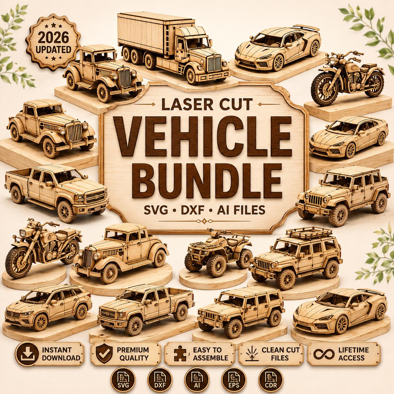 Laser Cut Wooden Vehicle Bundle, SVG DXF AI Files (instant Download) - Etsy