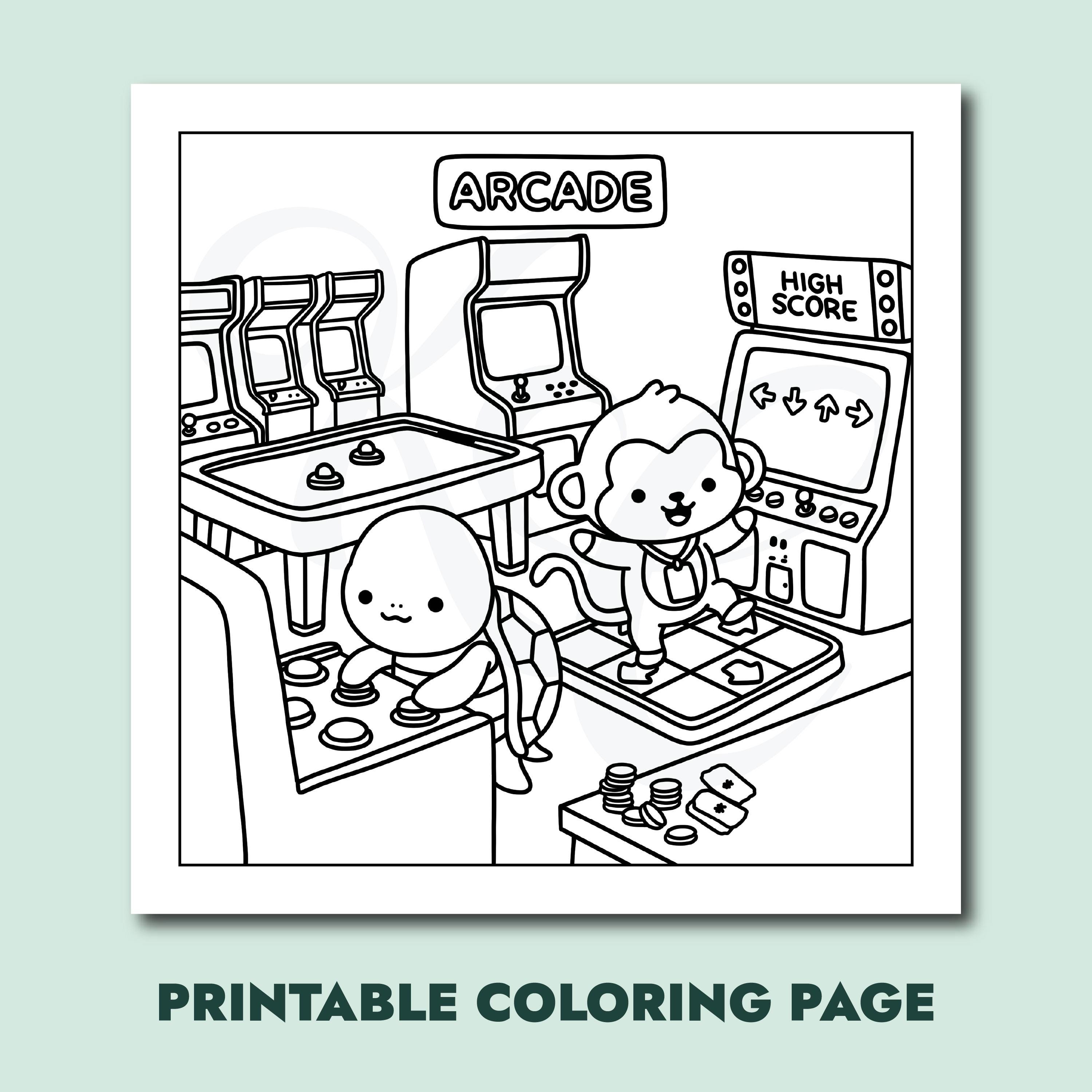 Chaotic Arcade Coloring Page Printable, Cute Animal Party Coloring ...