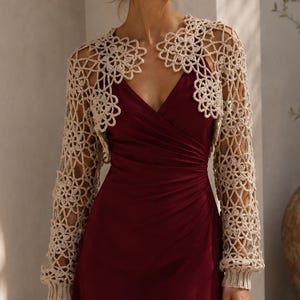 Arabelle Häkelspitzen-Schulterjäckchen-Anleitung (PDF) | Bolero mit Blumenmuster | Sofort-Download