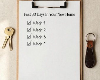 Checklist Eerste 30 dagen in je nieuwe huis: bewerkbare pdf-afdrukbaar voor nieuwe huiseigenaren