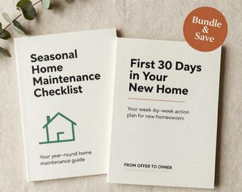 Bundel checklist nieuwe huiseigenaar: eerste 30 dagen en seizoensonderhoud | Bewerkbare pdf-afdrukbare bestanden