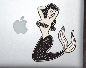 Pin Up Mermaid Girl Art Color Macbook Vinyl Sticker Decal Mac Apple Laptop iPad