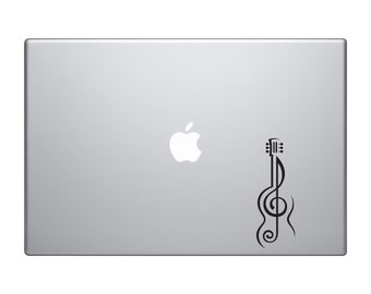 Music Note#2- Guitar Treble Clef Symbol Artist School Musical - Macbook Vinyl Sticker Decal Mac Apple Laptop iPad