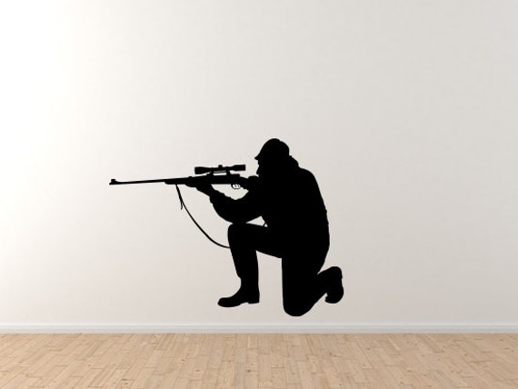 Jager Mit Zielfernrohr Knien Schatten Version 11 Wand Etsy