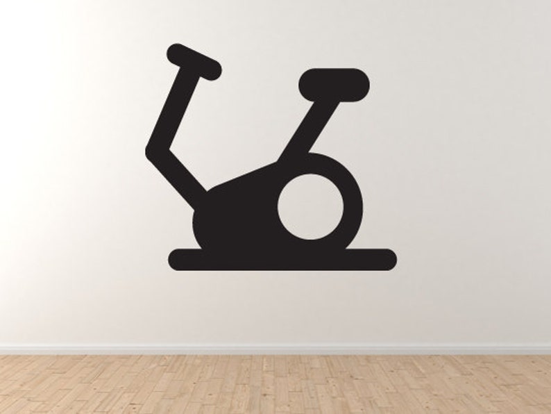 Fitness Gym Art 2 Stationary Bicycle Exercise Health Wall Vinyl Decal Home Decor image 1