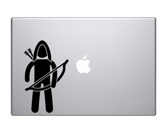 Medieval Stickman v.2 Archer Bow and Arrow Macbook Vinyl Sticker Decal Mac Apple Laptop iPad