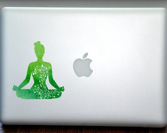 Nature Yoga Lotus Pose Color Macbook Vinyl Sticker Decal Mac Apple Laptop iPad