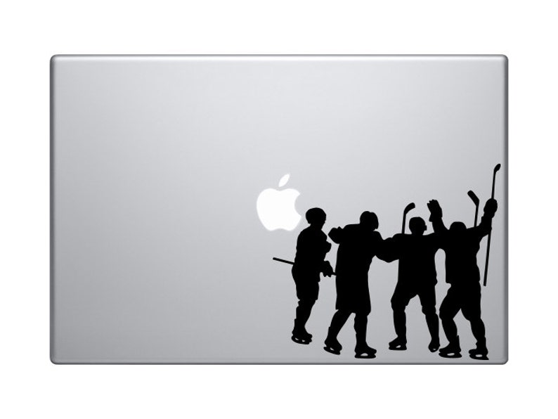 Hockey Players Celebration Silhouette Version 12 MacBook Vinyl Sticker Decal Mac Apple Laptop iPad image 1