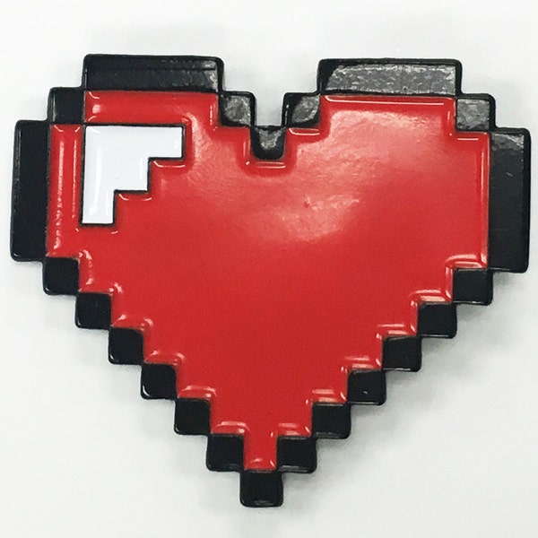 8Bit Video Game Gaming Heart Enamel Lapel Pin Brass