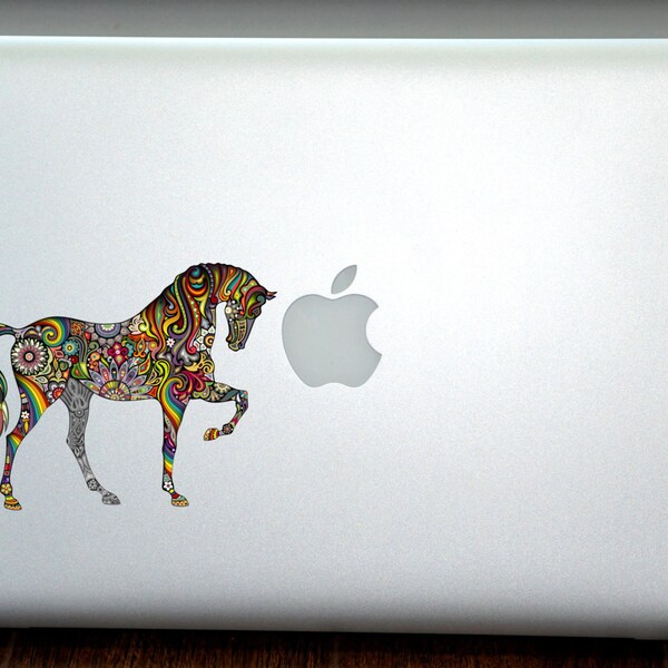 Psychedelic Rainbow Horse Color Macbook Vinyl Sticker Decal Mac Apple Laptop iPad