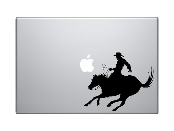 Cowboy on Horseback Lasso Throw Version 1 Macbook Vinyl Sticker Decal Mac Apple Laptop iPad
