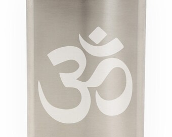 Aum: Hindu Symbol of the Absolute Etched 8oz Flask With Funnel