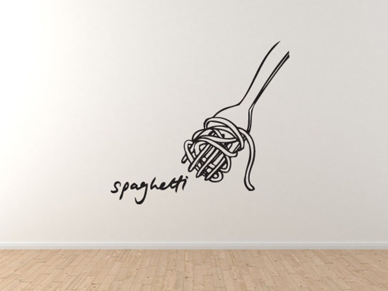 Pasta Art4 Spaghetti Artsy Drawing Kitchen Restaurant Decor Wall Vinyl Decal Home Decor image 1