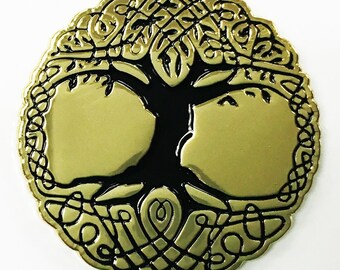 The Sacred Tree of Life Gold Enamel Lapel Pin