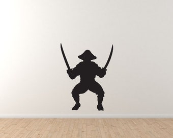 Swashbuckler Pirate Crew - Dual cutlass Captain Version 3 Wall Vinyl Decal Home Decor