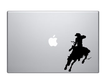 Cowboy on Horseback Lasso Throw Version 1 Macbook Vinyl Sticker Decal Mac Apple Laptop iPad