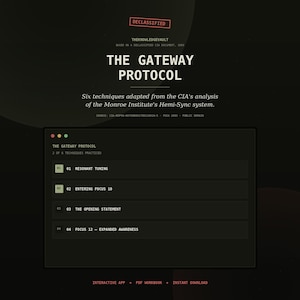 The Gateway Protocol | Declassified CIA Mind Technique App + PDF Workbook | Hemi-Sync Focus Levels Meditation Guide