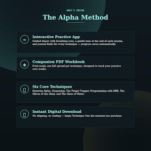 The Alpha Method | Mind Programming Techniques Interactive App + PDF Workbook | Silva Method Inspired Meditation & Visualization Guide