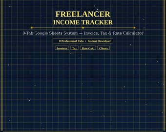 Freelancer Income Invoice Tracker Excel | 8 Tabs Kundendateibasis Steuerschätzer Ratenrechner | Sofortdownload | Selbständig Google She