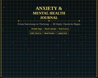 Angst Journal Druckbare PDF | 30 tägliche Check-In Seiten Mood Tracker Coping Toolbox | Sofortdownload | Mentale Gesundheit Selbsfürsorge Therapie Wel