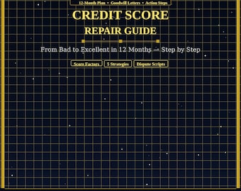 Kredit Score-Reparaturanleitung PDF | Wie Bad Kredit schnell zu fixn | 12-Monats-Plan Dispute Letters Goodwill Letters | Sofortdownload | Gutschrift Bau
