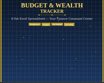 Budget Wealth Tracker Tabelle Excel | 8 Tabs Dashboard Nettowert Verschuldung Anlageerlös | Sofortdownload | Personal Finaz Tracker Go
