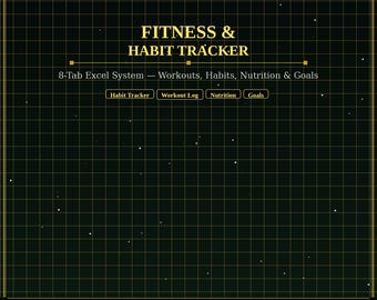 Fitness Habit Tracker Excel | 8 Tabs Workout Log Body Metrics Ernährung Ziele | Sofortdownload | Google Sheets Fitness Tabelle Gesundheit