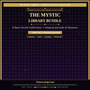 Mystic Library Bundle | 500 Occult Books 200 Astrology 150 Tarot 100 Grimoires | Witchcraft Journal Planner | Instant Download |