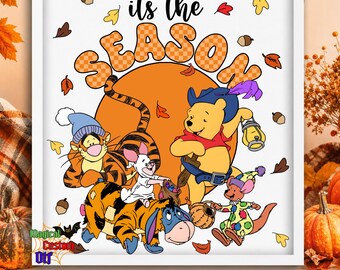 Spooky Season Honey Bear Friends Dtf Transfer, Autumn Pumpkin Patch Animal Ready To Press, Halloween Family Heat Transfer, Disney Spooky Dtf
