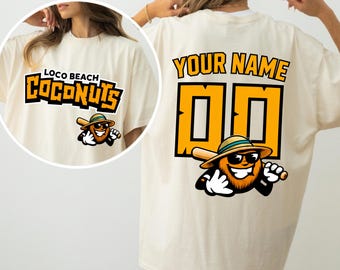 Custom Baseball Name and Number Dtf Transfer, Summer Sports Ready to Press, Loco Beach Baseball Heat Transfer, Beach Coconuts Sports Print