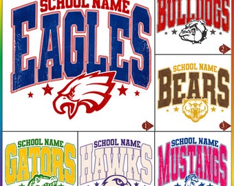 Personalized School Name Dtf Transfer, Vintage Varsity School Spirit Ready To Press, Game Day Team Shirt Heat Transfer, Custom School Mascot