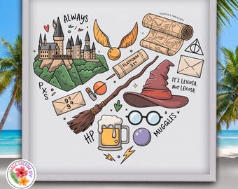 Magical World Dtf Transfer, Vintage Fantasy Castle Heat Transfer, Witchcraft and Wizardry, Book Lover Magic Ready To Press, Dtf Gang Sheet