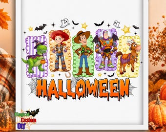 Halloween Toy Friends Western Dtf Transfer, Cowboy Astronaut Dinosaur Ready To Press, Spooky Season Heat Transfer, Cute Ghost Pumpkin Toy