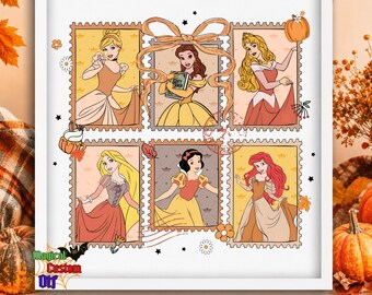 Coquette Fall Princess Stamps Dtf Transfer, Autumn Pumpkin Ribbon Ready To Press, Disney Vacation Park Shirt Heat Transfer, Fairytale Girls