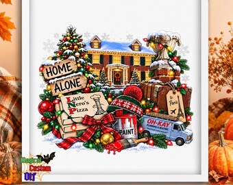 Nostalgic Christmas Movie DTF Transfer, Christmas Pizza Ready To Press, Holiday Season House Heat Transfer, Retro Christmas Movie Iron On